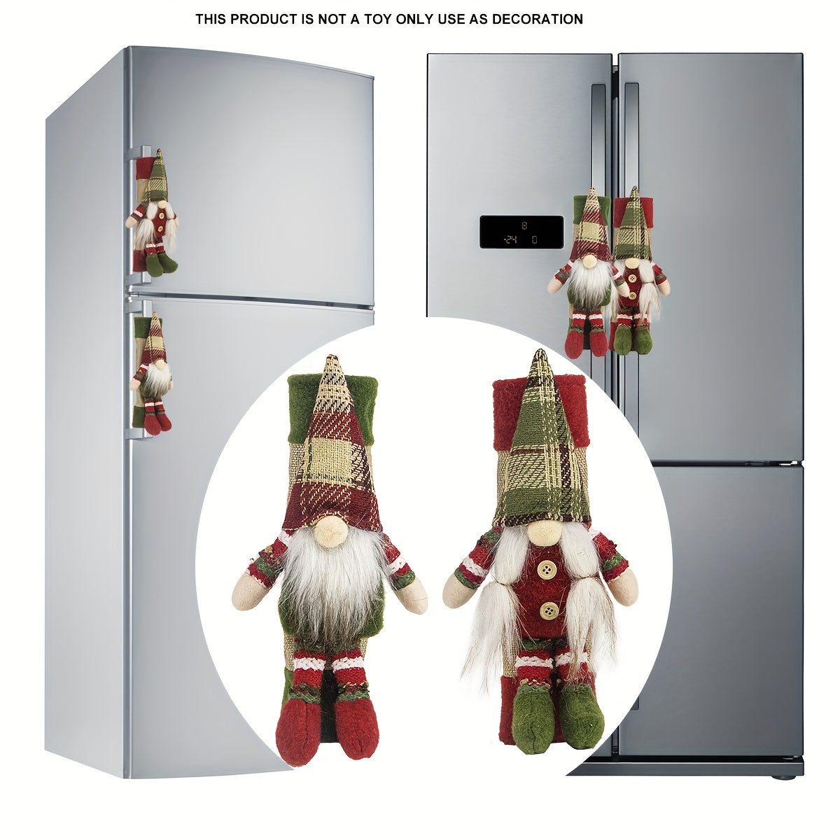 2pcs Christmas Gnome Refrigerator Door Handle Covers - Festive Kitchen Appliance Decor for Fridge, Microwave & Dishwasher - Perfect Holiday Party Favors