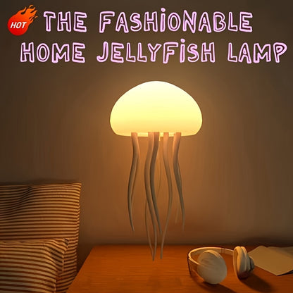 Voice-Controlled Jellyfish Ambient Light - USB Rechargeable, Color-Changing LED Night Light with Dynamic Lighting Effects, Wall-Mounted Decorative Lamp for Guest Room & Home Decor, Jellyfish Decor