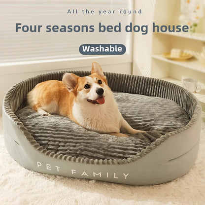 Ultra-Soft Luxurious Dog Bed Kennel - Pet Beds - Plush, Bite-Resistant, Dirt-Proof, Comfort, Four Seasons Use, Machine Washable, Perfect Living Room Pet Haven with Easy Care