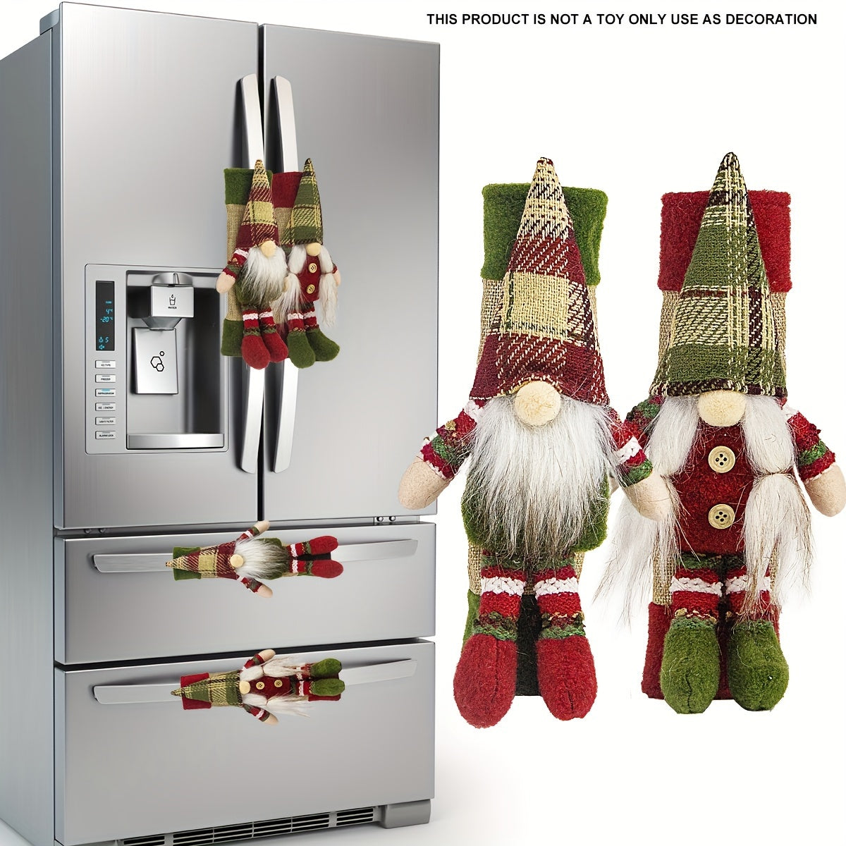 2pcs Christmas Gnome Refrigerator Door Handle Covers - Festive Kitchen Appliance Decor for Fridge, Microwave & Dishwasher - Perfect Holiday Party Favors