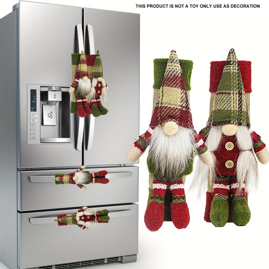 2pcs Christmas Gnome Refrigerator Door Handle Covers - Festive Kitchen Appliance Decor for Fridge, Microwave & Dishwasher - Perfect Holiday Party Favors