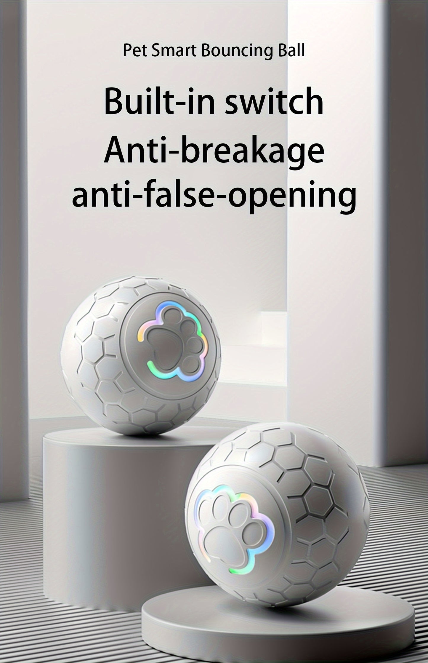 [Interactive Smart Dog Ball] Interactive Smart Dog Ball - 1-Pack 56mm/2.22in Auto Jump & Play Fetch Toy | Type-C Rechargeable, Long-Lasting Battery, Pixelated Design for Puppy Training & Playtime, USB Rechargeable, Userfriend