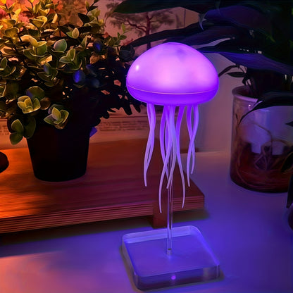 Voice-Controlled Jellyfish Ambient Light - USB Rechargeable, Color-Changing LED Night Light with Dynamic Lighting Effects, Wall-Mounted Decorative Lamp for Guest Room & Home Decor, Jellyfish Decor