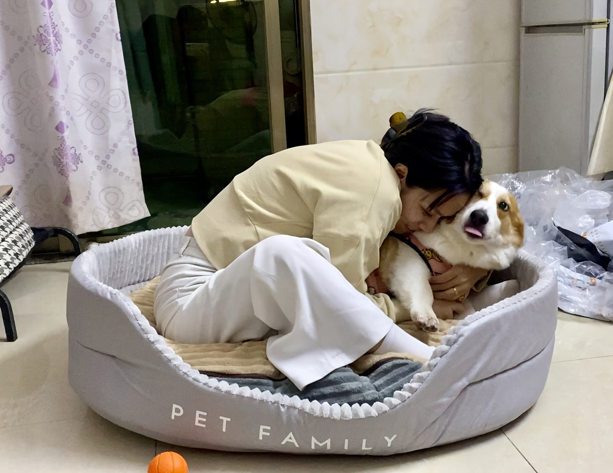 Ultra-Soft Luxurious Dog Bed Kennel - Pet Beds - Plush, Bite-Resistant, Dirt-Proof, Comfort, Four Seasons Use, Machine Washable, Perfect Living Room Pet Haven with Easy Care