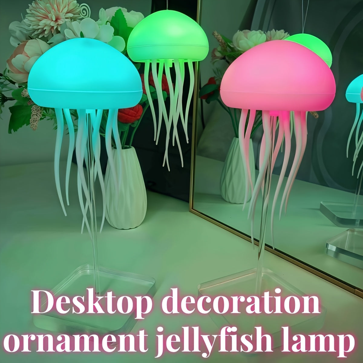 Voice-Controlled Jellyfish Ambient Light - USB Rechargeable, Color-Changing LED Night Light with Dynamic Lighting Effects, Wall-Mounted Decorative Lamp for Guest Room & Home Decor, Jellyfish Decor