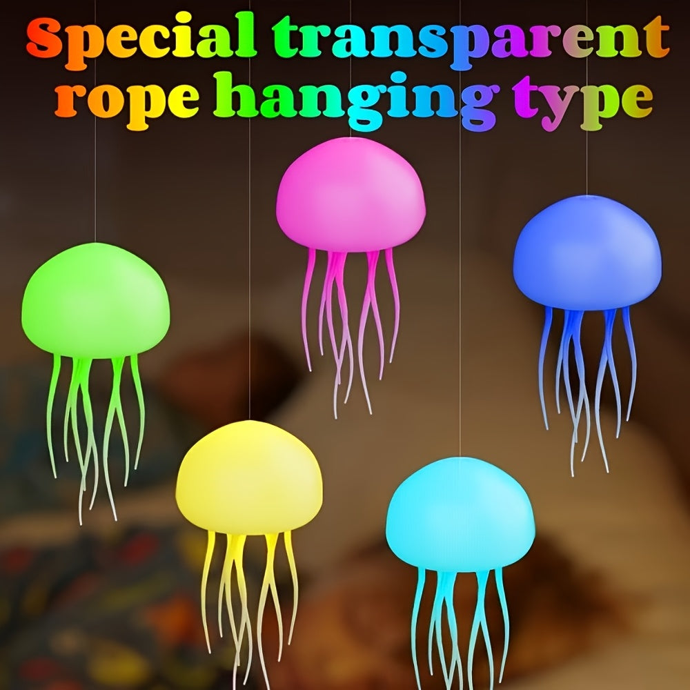 Voice-Controlled Jellyfish Ambient Light - USB Rechargeable, Color-Changing LED Night Light with Dynamic Lighting Effects, Wall-Mounted Decorative Lamp for Guest Room & Home Decor, Jellyfish Decor