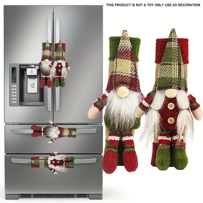 2pcs Christmas Gnome Refrigerator Door Handle Covers - Festive Kitchen Appliance Decor for Fridge, Microwave & Dishwasher - Perfect Holiday Party Favors