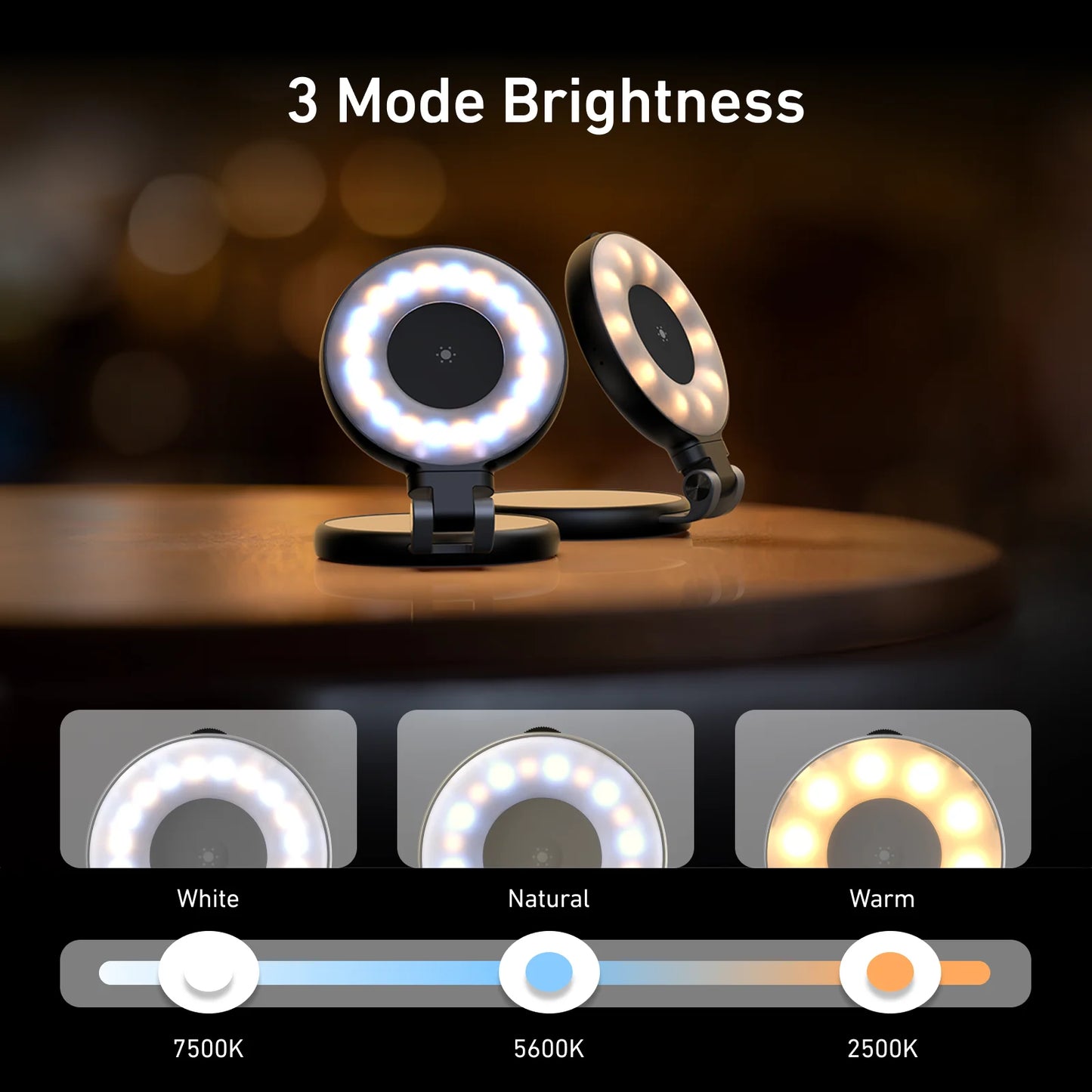 Magnetic Fill Light Mini Selfie Ring Fill Light 3 Modes with Mirror Light Universal for Smartphone Iphone Android