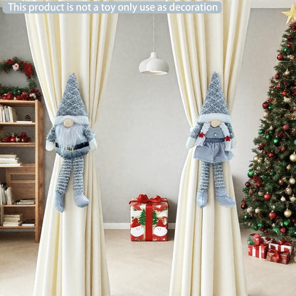 1pc Christmas Curtain Decoration, Tie-Back Curtain Hook, Festive Ornament for Windows, Doors & Trees – Classic Faceless Gnome Design, Holiday Home Décor Accessory