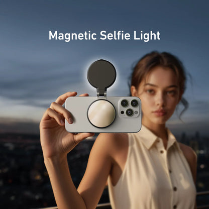 Magnetic Fill Light Mini Selfie Ring Fill Light 3 Modes with Mirror Light Universal for Smartphone Iphone Android